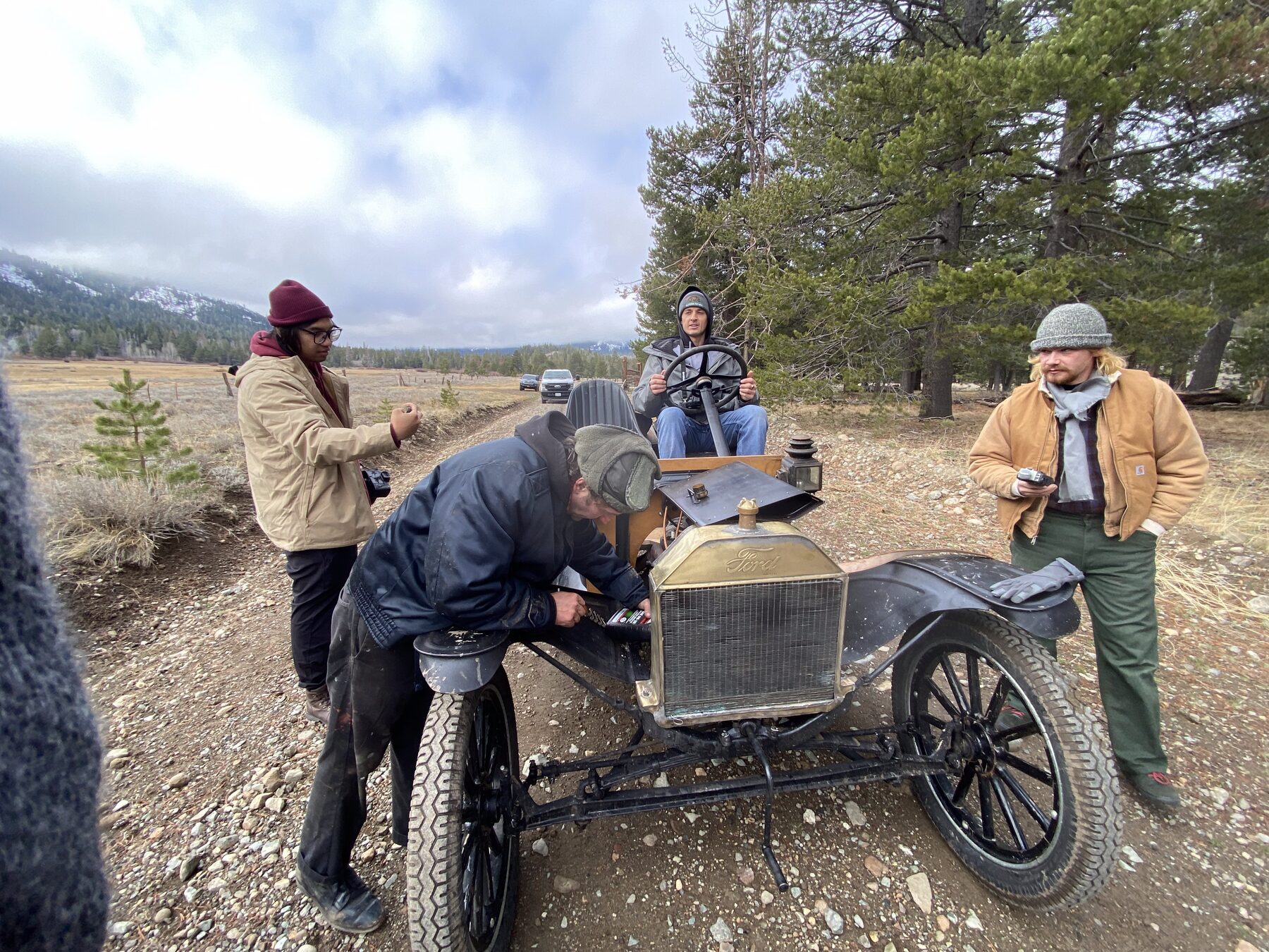 Working on The General T roadside in the Sierra Nevada