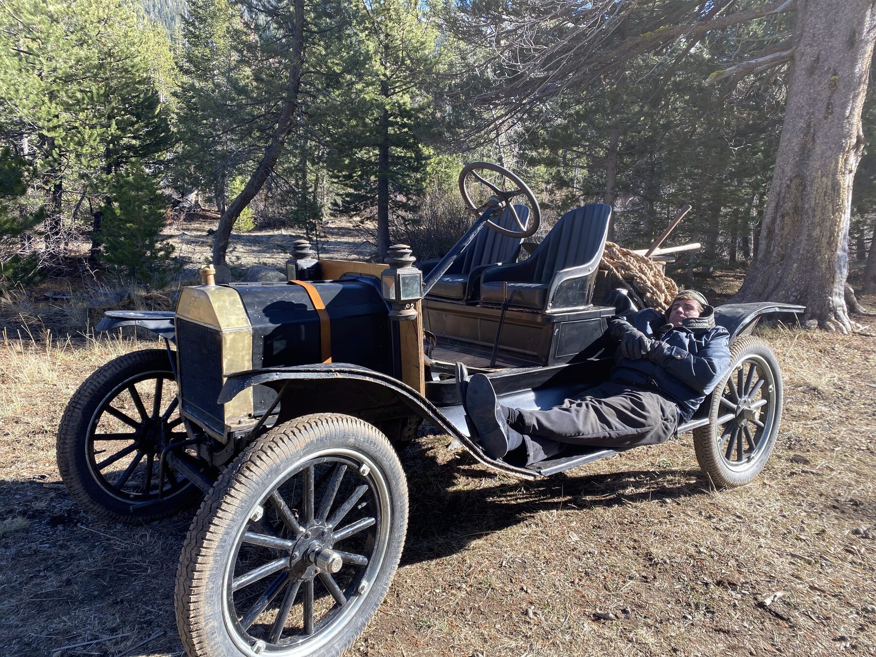 The General T, a 1911 Ford Model T speedster, on a Sierra dirt road